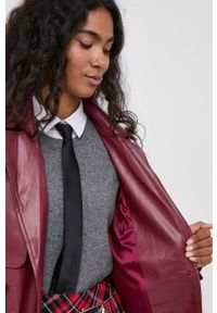 BARDOT - Bardot płaszcz damski kolor bordowy przejściowy. Okazja: na co dzień. Kolor: czerwony. Styl: casual #3