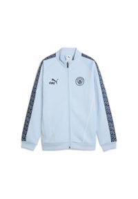 Puma - Młodzieżowa kurtka Manchester City KING Anthem PUMA Silver Sky Deep Navy Blue. Kolor: niebieski