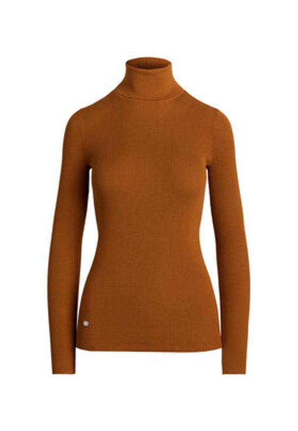 Lauren Ralph Lauren - LAUREN RALPH LAUREN Golf 200643398074 Brązowy Slim Fit. Typ kołnierza: golf. Kolor: brązowy. Materiał: bawełna