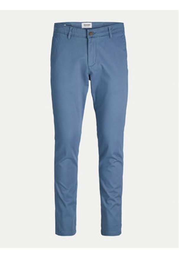 Jack & Jones - Jack&Jones Chinosy Marco 12150148 Niebieski Slim Fit. Kolor: niebieski. Materiał: bawełna