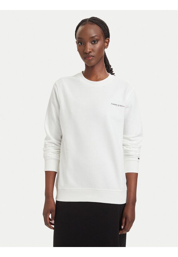 Tommy Jeans Bluza Ess Logo DW0DW22829 Biały Regular Fit. Kolor: biały. Materiał: bawełna
