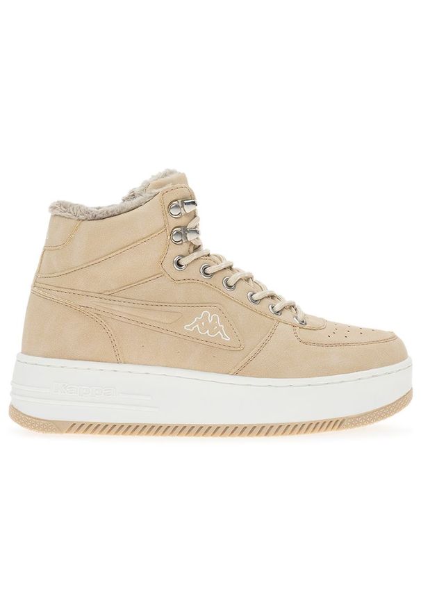 Buty Kappa Fallou 243047-4210 - beżowe. Okazja: na spacer, na co dzień. Zapięcie: sznurówki. Kolor: beżowy. Materiał: futro, materiał, syntetyk, guma. Szerokość cholewki: normalna. Sezon: zima. Sport: turystyka piesza