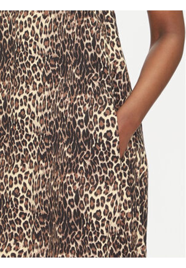 LOLA CASADEMUNT Sukienka letnia LS2516041 Brązowy Relaxed Fit. Kolor: brązowy. Materiał: wiskoza. Sezon: lato