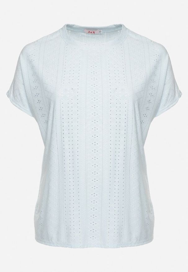 Born2be - Jasnoniebieski Klasyczny T-shirt z Bawełną Nilavienna. Okazja: na co dzień. Kolor: niebieski. Materiał: bawełna. Styl: klasyczny