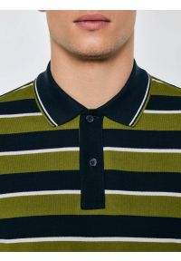 Big-Star - Koszulka męska polo w paski granatowo-zielona Seulis 301. Okazja: na co dzień. Typ kołnierza: polo. Kolor: zielony. Materiał: dzianina, bawełna, jeans, żakard. Wzór: paski. Styl: casual, elegancki, sportowy, klasyczny #4