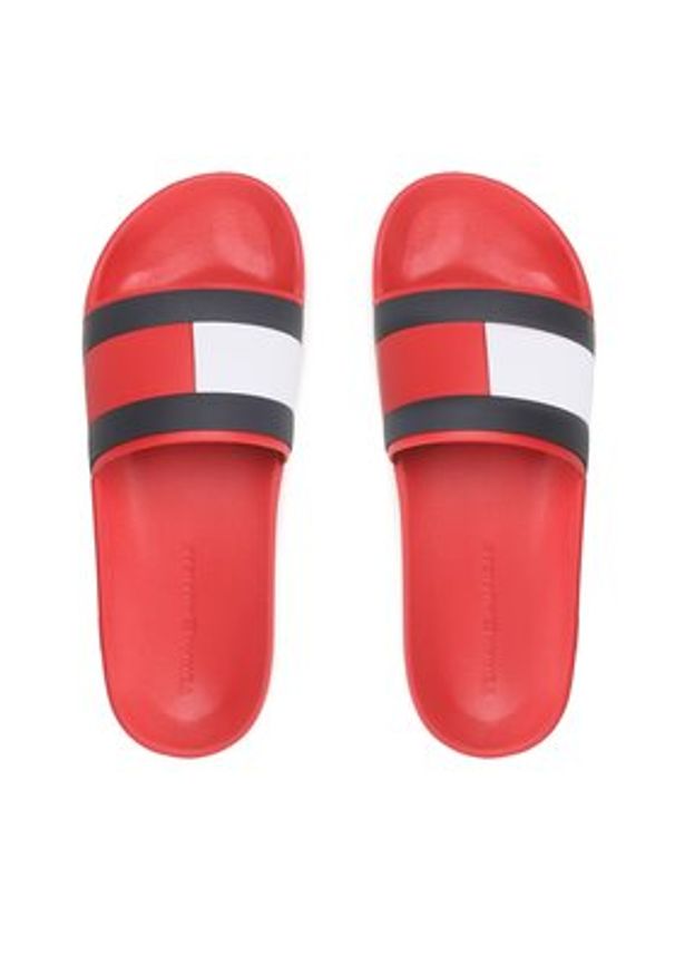 TOMMY HILFIGER - Tommy Hilfiger Klapki Rubber Th Flag Pool Slide FM0FM04263 Czerwony. Kolor: czerwony. Materiał: syntetyk