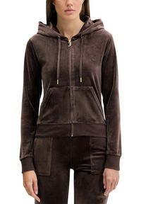 Juicy Couture - JUICY COUTURE Czekoladowa bluza damska Robertson Hoodie, Rozmiar L. Okazja: na co dzień. Kolor: brązowy. Materiał: materiał. Styl: casual, klasyczny #4