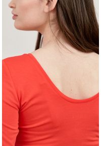 Marie Zélie - Bluzka Lovoa czerwień wiosenna. Kolor: czerwony. Materiał: bawełna, dzianina, materiał, elastan, skóra. Sezon: wiosna #5