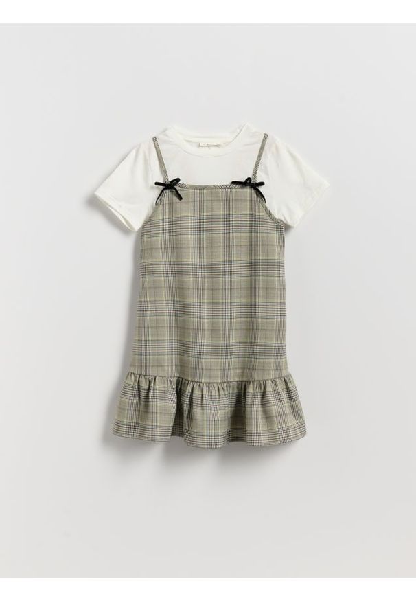 Reserved - Sukienka z T-shirtem - wielobarwny. Materiał: dzianina