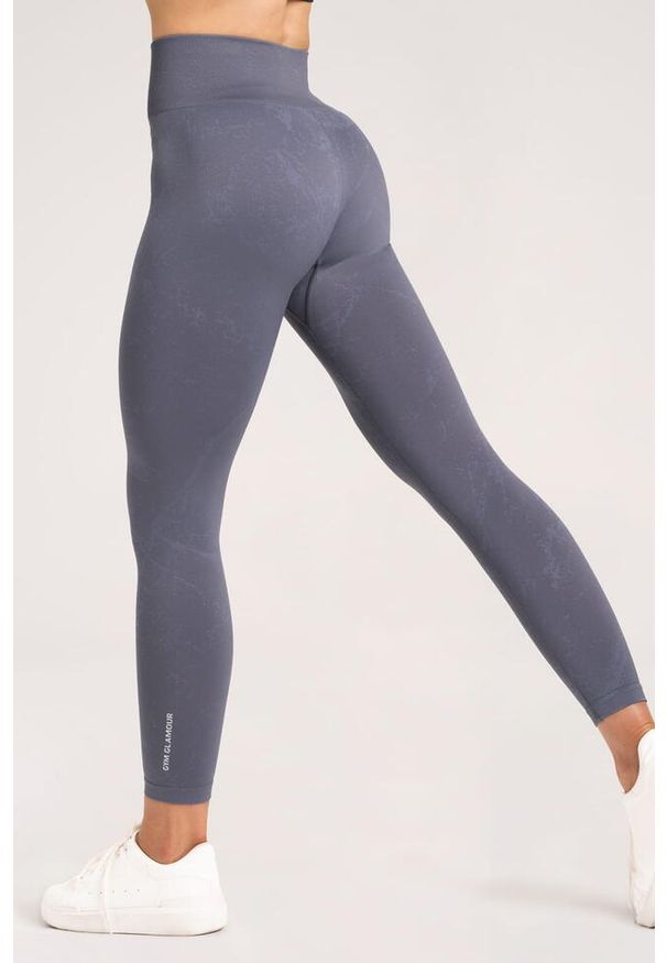 GYM GLAMOUR - Legginsy fitness damskie Gym Glamour marble. Kolor: szary. Sport: fitness