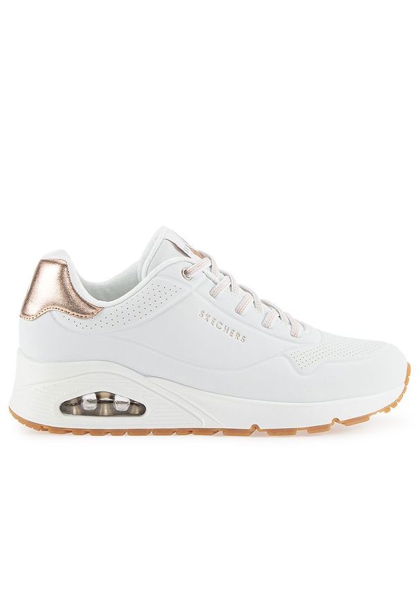 skechers - Buty Skechers Uno Shimmer Away 155196WHT - białe. Zapięcie: sznurówki. Kolor: biały. Materiał: guma, skóra, syntetyk. Szerokość cholewki: normalna. Model: Skechers Sport