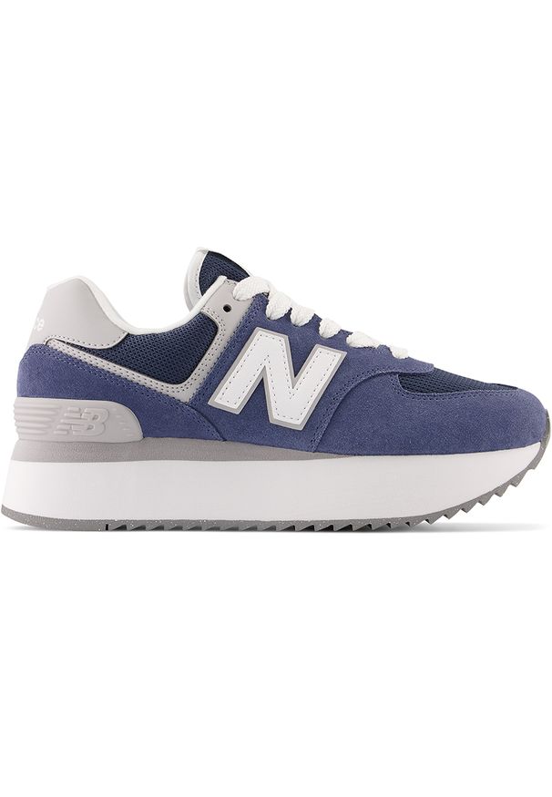 Buty damskie New Balance WL574ZSB – niebieskie. Kolor: niebieski. Materiał: dresówka, guma, bawełna, syntetyk, zamsz, materiał, skóra. Szerokość cholewki: normalna. Model: New Balance 574