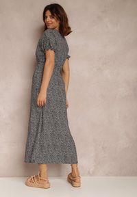 Renee - Czarna Sukienka Narkotus. Kolor: czarny. Długość rękawa: krótki rękaw. Wzór: kropki. Styl: elegancki. Długość: midi #3
