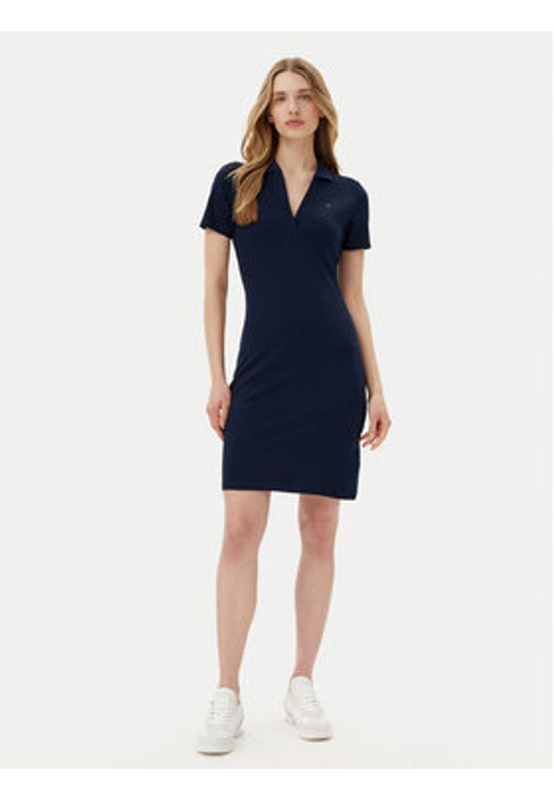 TOMMY HILFIGER - Tommy Hilfiger Sukienka codzienna WW0WW42567 Granatowy Slim Fit. Okazja: na co dzień. Kolor: niebieski. Materiał: bawełna. Typ sukienki: proste. Styl: casual