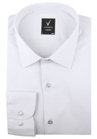 Wyszczuplona, Elegancka Koszula Męska - Victorio - Biała. Kolor: biały. Materiał: poliester, bawełna, elastan. Styl: elegancki #3