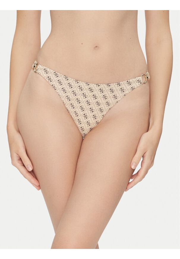 Guess Dół od bikini E5GO28 KCRL2 Beżowy. Kolor: beżowy. Materiał: syntetyk