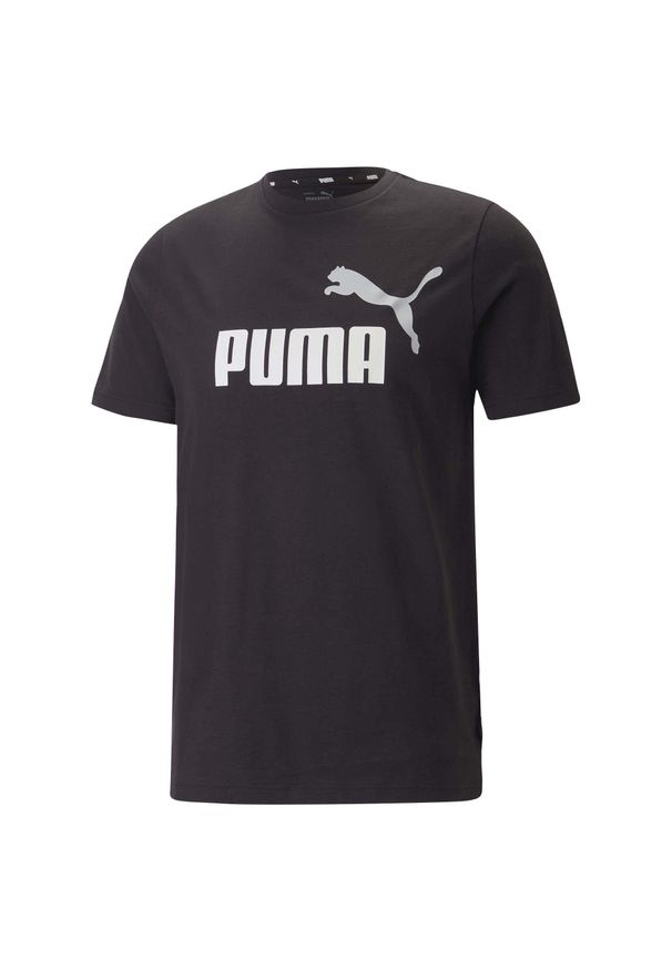 Koszulka fitness męska Puma ESS+ 2 Col Logo Tee. Kolor: czarny, wielokolorowy, biały. Sport: fitness