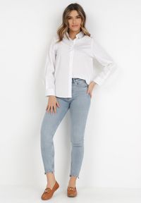 Born2be - Biała Koszula Miraguna. Kolor: biały. Materiał: jeans. Długość rękawa: długi rękaw. Długość: długie