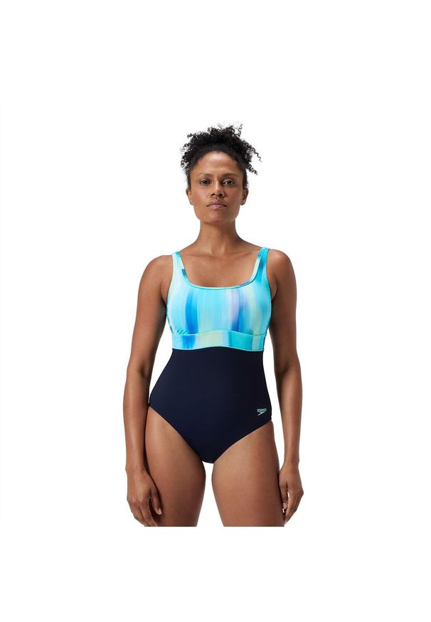 Strój kąpielowy jednoczęściowy damski na basen Speedo Shaping Eclipse. Kolor: wielokolorowy, czarny, niebieski, zielony