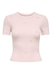 only - ONLY T-Shirt Femke 15369336 Różowy jasny Slim Fit. Kolor: różowy. Materiał: bawełna #1