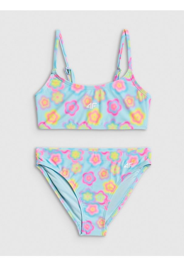 4f - 4F Kostium kąpielowy dwuczęściowy dziewczęcy - multikolor 122/128 (6-8 lat). Kolor: wielokolorowy. Rodzaj stanika: wyciągane miseczki