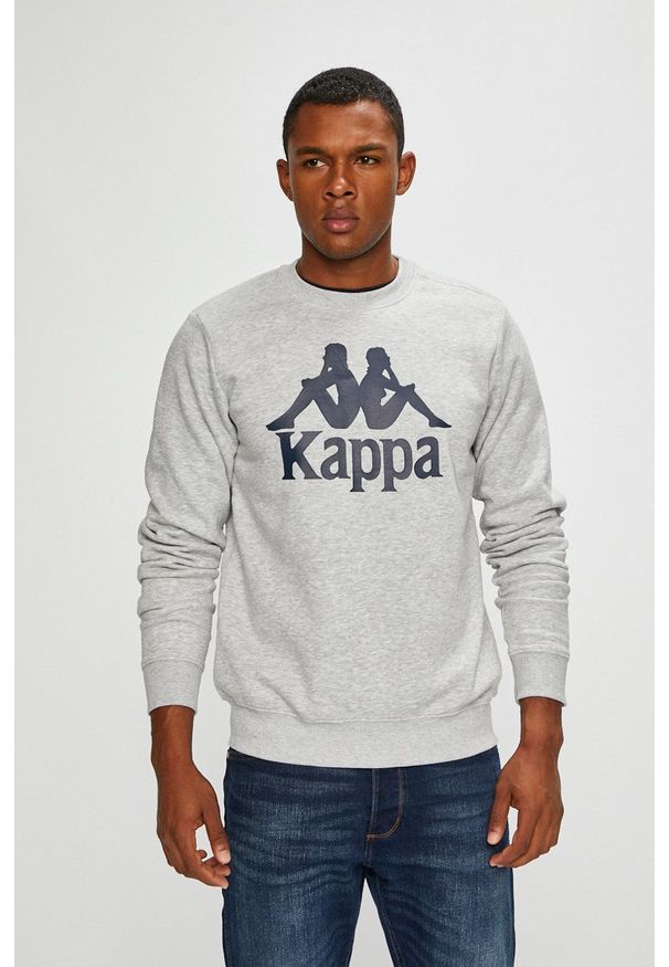 Kappa - Bluza. Okazja: na co dzień. Kolor: szary. Materiał: dzianina. Wzór: nadruk. Styl: casual