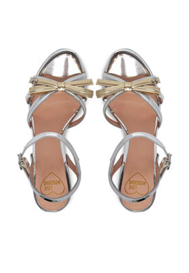 Love Moschino - LOVE MOSCHINO Sandały JA16096G1MJE190A Srebrny. Kolor: srebrny. Materiał: skóra
