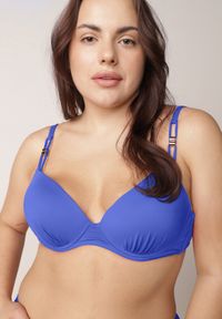 Born2be - Niebieskie Bikini z Ozdobnym Marszczeniem Biustonosz i Majtki Typu Bokserki Peiria. Kolor: niebieski #5