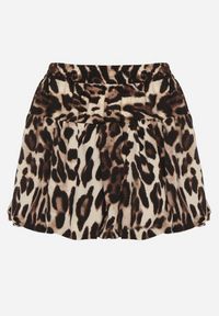 Born2be - Beżowa Panterkowa Spódnica Typu Bombka Ovinisse. Okazja: na co dzień. Kolor: beżowy. Wzór: motyw zwierzęcy. Styl: casual, elegancki
