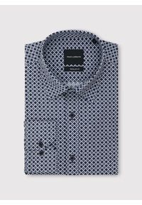 Pako Lorente - PAKO LORENTE – Granatowa koszula we wzór geometryczny. Kolor: niebieski. Materiał: elastan, bawełna. Długość rękawa: długi rękaw. Długość: długie. Wzór: geometria #7