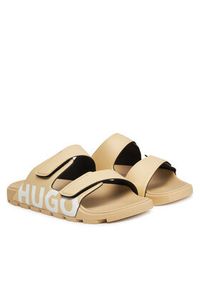 Hugo - HUGO Klapki Evander 50542042 Beżowy. Kolor: beżowy. Materiał: skóra