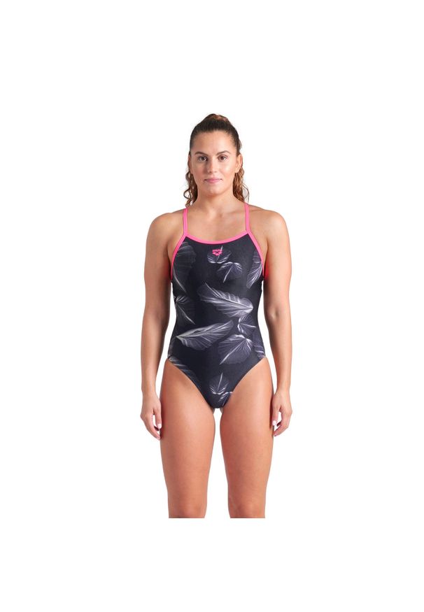 Damski kostium kąpielowy 1-częściowy Arena Frozen Leave Ligh. Kolor: czarny