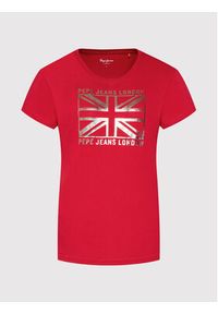 Pepe Jeans T-Shirt Zeldas PL505037 Czerwony Regular Fit. Kolor: czerwony. Materiał: bawełna #4