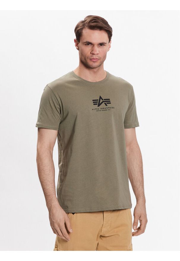 Alpha Industries T-Shirt Basic 118533 Beżowy Regular Fit. Kolor: beżowy. Materiał: bawełna