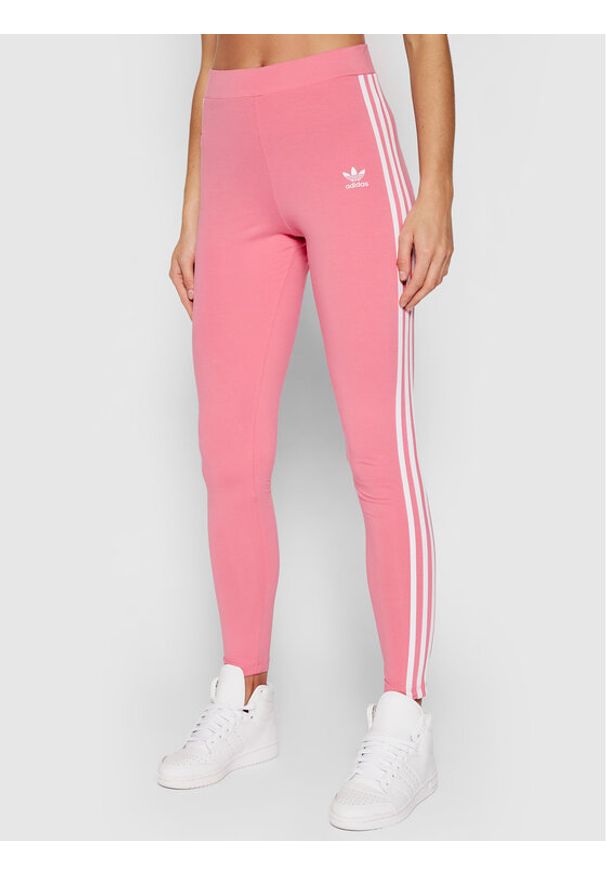 Adidas - adidas Legginsy adicolor Classics 3-Stripes H09422 Różowy Slim Fit. Kolor: różowy. Materiał: bawełna