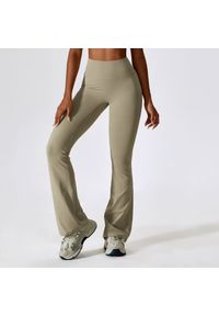 Intica - Spodnie treningowe z elastycznego materiału z wysokim stanem Oksun. Stan: podwyższony. Kolor: szary. Materiał: materiał. Sport: fitness #1