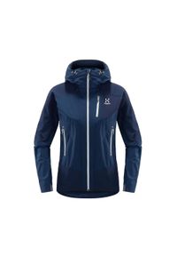 Kurtka turystyczna damska Haglöfs Skarn Hybrid softshell. Kolor: niebieski. Materiał: poliamid, elastan