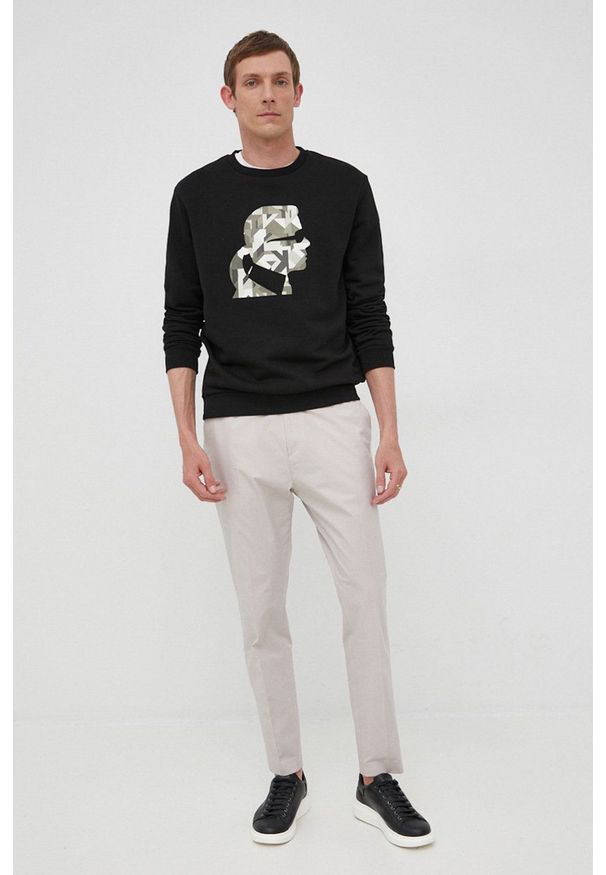 Karl Lagerfeld bluza męska kolor czarny z nadrukiem. Kolor: czarny. Materiał: materiał. Wzór: nadruk