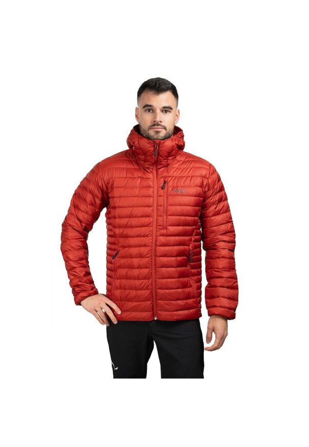 Kurtka puchowa męska Rab Microlight Alpine Jacket z kapturem. Typ kołnierza: kaptur. Kolor: czerwony. Materiał: puch