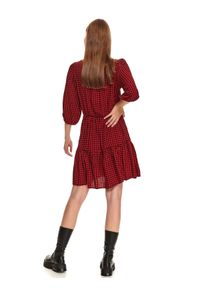 TOP SECRET - Sukienka mini z falbaną w kratę. Kolor: czerwony. Materiał: tkanina. Sezon: jesień. Długość: mini #5