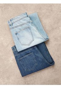 Reserved - Jeansy wide leg z dodatkiem lnu - granatowy. Kolor: niebieski