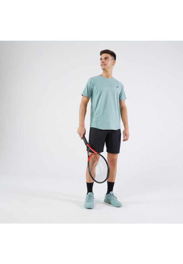 ARTENGO - Koszulka tenisowa męska krótki rękaw Artengo Dry Gaël Monfils. Kolor: zielony. Materiał: elastan, poliester, materiał. Długość rękawa: krótki rękaw. Długość: krótkie. Sport: tenis