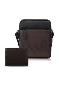 PAOLO PERUZZI - Saszetka męska skórzana AL-19-BR i portfel męski AL-08-BR zestaw prezentowy Paolo Peruzzi ZUP-141-BR. Kolor: brązowy. Materiał: skóra #1