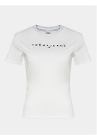 Tommy Jeans T-Shirt Linear DW0DW17361 Biały Slim Fit. Kolor: biały. Materiał: bawełna #6