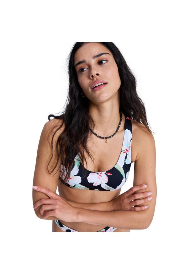 Roxy - Stanik bikini typu bralette dla Kobiety PRINTED ESSENTIALS Czarny. Kolor: czarny. Materiał: poliester, elastan, tkanina