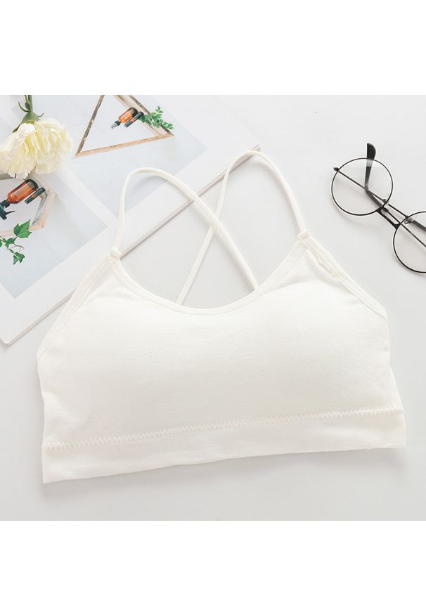 Intica - Biustonosz na cienkich ramiączkach z elastycznego materiału Unnie. Kolor: biały. Materiał: materiał