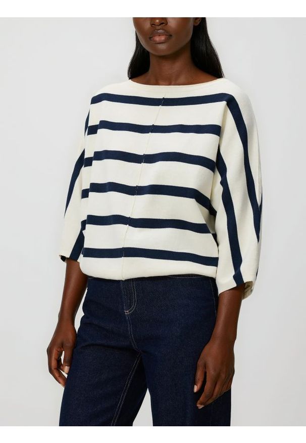 Reserved - Bawełniany sweter w paski - wielobarwny. Materiał: bawełna. Wzór: paski