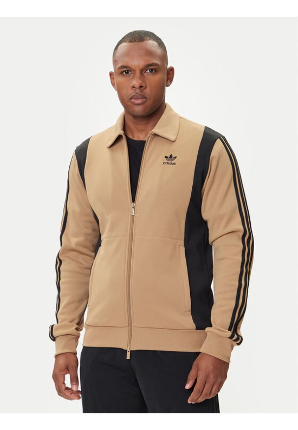 Adidas - adidas Bluza adicolor Panel JY1427 Beżowy Regular Fit. Kolor: beżowy. Materiał: syntetyk