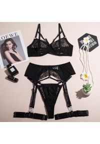 Intica - Komplet bielizny ze strapsami na romantyczne okazje Elizabeth. Kolor: czarny. Materiał: tkanina #1