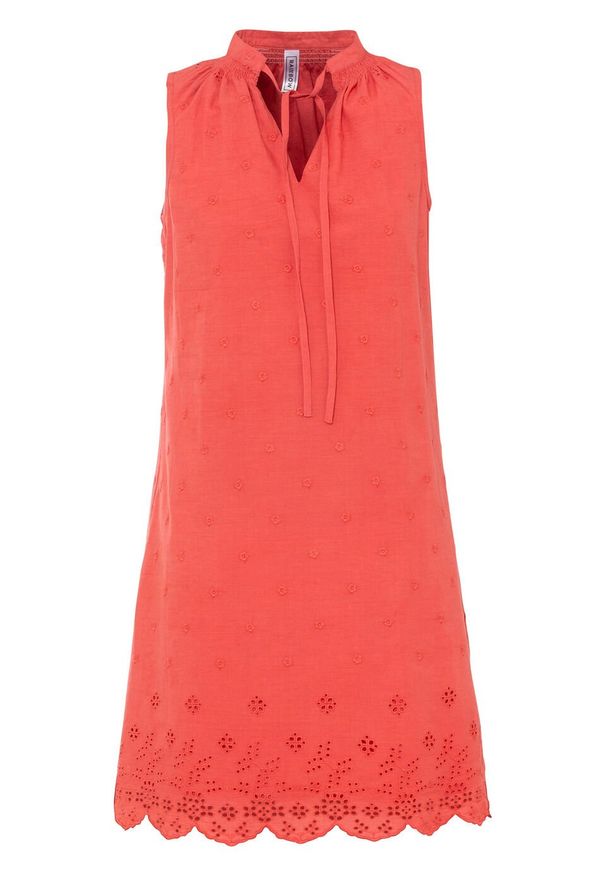 Sukienka z ażurowym haftem bonprix czerwony. Kolor: różowy. Wzór: ażurowy, haft